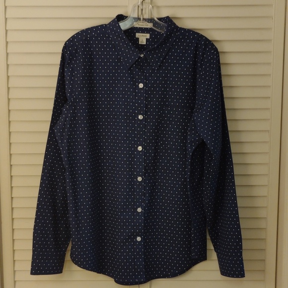 L.L. Bean Tops - L.L. Bean Blue and White Casual Button Down Shirt